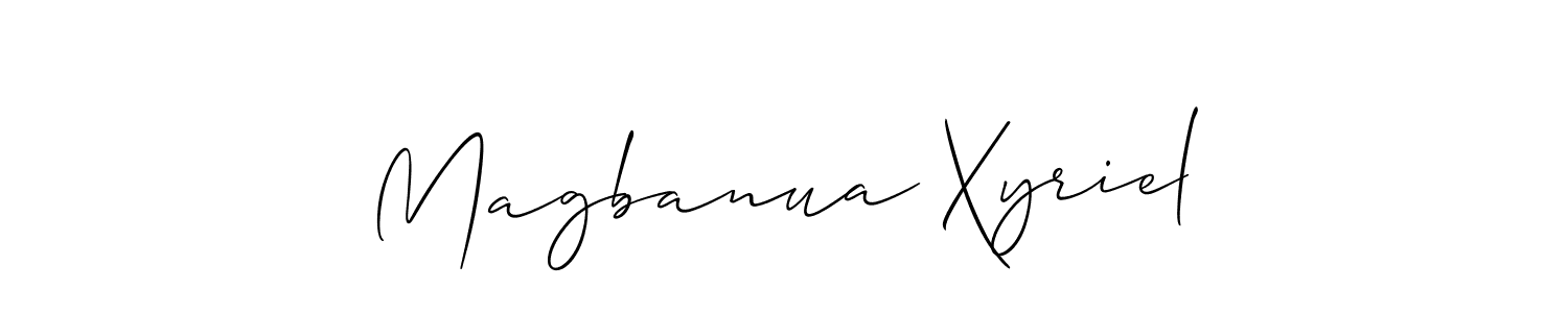 Design your own signature with our free online signature maker. With this signature software, you can create a handwritten (Allison_Script) signature for name Magbanua Xyriel. Magbanua Xyriel signature style 2 images and pictures png