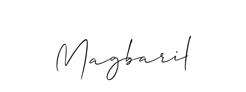 Design your own signature with our free online signature maker. With this signature software, you can create a handwritten (Allison_Script) signature for name Magbaril. Magbaril signature style 2 images and pictures png