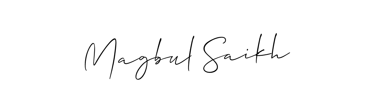 Also we have Magbul Saikh name is the best signature style. Create professional handwritten signature collection using Allison_Script autograph style. Magbul Saikh signature style 2 images and pictures png
