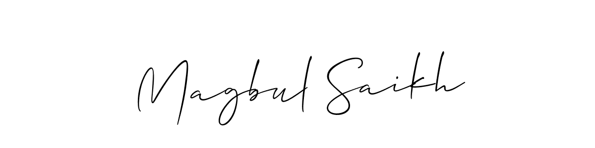 if you are searching for the best signature style for your name Magbul Saikh. so please give up your signature search. here we have designed multiple signature styles  using Allison_Script. Magbul Saikh signature style 2 images and pictures png