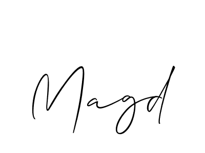 You should practise on your own different ways (Allison_Script) to write your name (Magd) in signature. don't let someone else do it for you. Magd signature style 2 images and pictures png