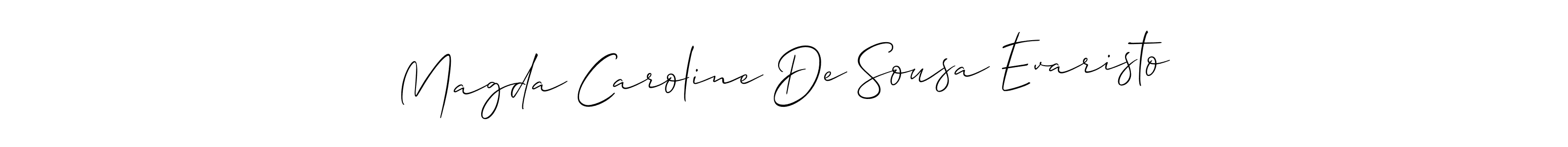 You should practise on your own different ways (Allison_Script) to write your name (Magda Caroline De Sousa Evaristo) in signature. don't let someone else do it for you. Magda Caroline De Sousa Evaristo signature style 2 images and pictures png