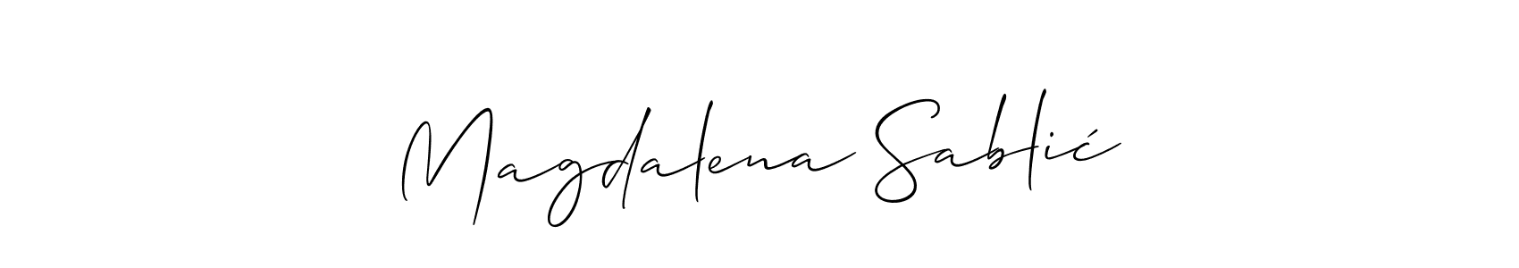 if you are searching for the best signature style for your name Magdalena Sablić. so please give up your signature search. here we have designed multiple signature styles  using Allison_Script. Magdalena Sablić signature style 2 images and pictures png