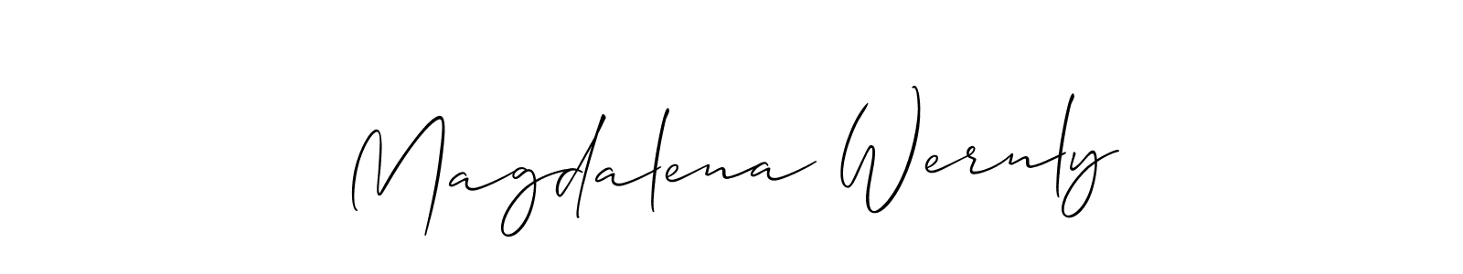 Allison_Script is a professional signature style that is perfect for those who want to add a touch of class to their signature. It is also a great choice for those who want to make their signature more unique. Get Magdalena Wernly name to fancy signature for free. Magdalena Wernly signature style 2 images and pictures png