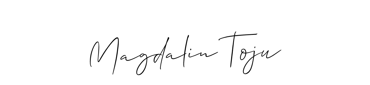 Allison_Script is a professional signature style that is perfect for those who want to add a touch of class to their signature. It is also a great choice for those who want to make their signature more unique. Get Magdalin Toju name to fancy signature for free. Magdalin Toju signature style 2 images and pictures png