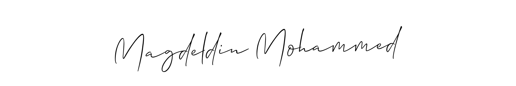 This is the best signature style for the Magdeldin Mohammed name. Also you like these signature font (Allison_Script). Mix name signature. Magdeldin Mohammed signature style 2 images and pictures png