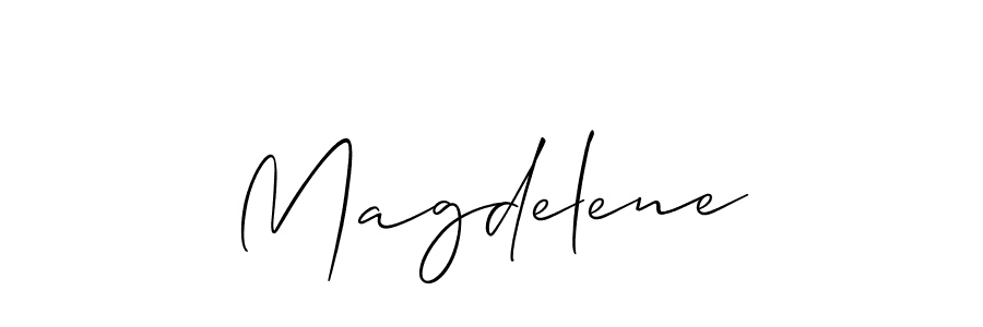 Use a signature maker to create a handwritten signature online. With this signature software, you can design (Allison_Script) your own signature for name Magdelene. Magdelene signature style 2 images and pictures png