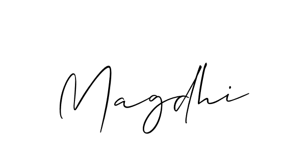 How to Draw Magdhi signature style? Allison_Script is a latest design signature styles for name Magdhi. Magdhi signature style 2 images and pictures png