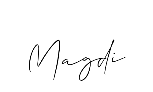 Make a beautiful signature design for name Magdi. With this signature (Allison_Script) style, you can create a handwritten signature for free. Magdi signature style 2 images and pictures png