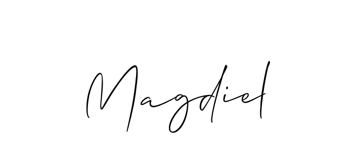 How to make Magdiel name signature. Use Allison_Script style for creating short signs online. This is the latest handwritten sign. Magdiel signature style 2 images and pictures png
