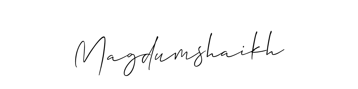 Also You can easily find your signature by using the search form. We will create Magdumshaikh name handwritten signature images for you free of cost using Allison_Script sign style. Magdumshaikh signature style 2 images and pictures png