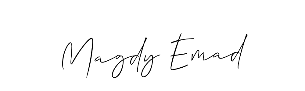 This is the best signature style for the Magdy Emad name. Also you like these signature font (Allison_Script). Mix name signature. Magdy Emad signature style 2 images and pictures png