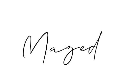 if you are searching for the best signature style for your name Maged. so please give up your signature search. here we have designed multiple signature styles  using Allison_Script. Maged signature style 2 images and pictures png