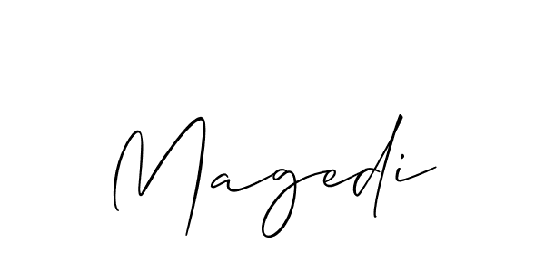 You should practise on your own different ways (Allison_Script) to write your name (Magedi) in signature. don't let someone else do it for you. Magedi signature style 2 images and pictures png