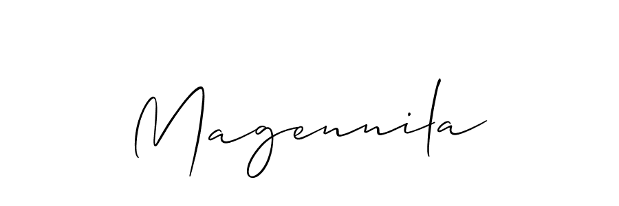 The best way (Allison_Script) to make a short signature is to pick only two or three words in your name. The name Magennila include a total of six letters. For converting this name. Magennila signature style 2 images and pictures png