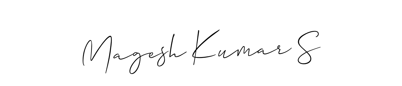 Use a signature maker to create a handwritten signature online. With this signature software, you can design (Allison_Script) your own signature for name Magesh Kumar S. Magesh Kumar S signature style 2 images and pictures png