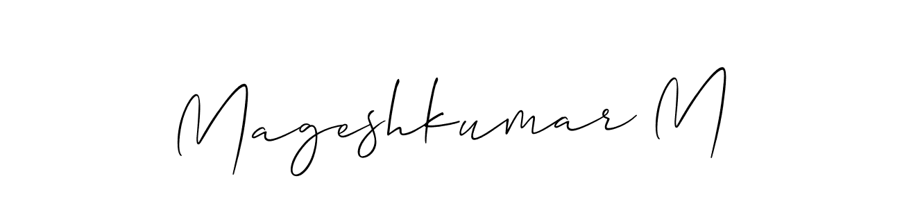 This is the best signature style for the Mageshkumar M name. Also you like these signature font (Allison_Script). Mix name signature. Mageshkumar M signature style 2 images and pictures png