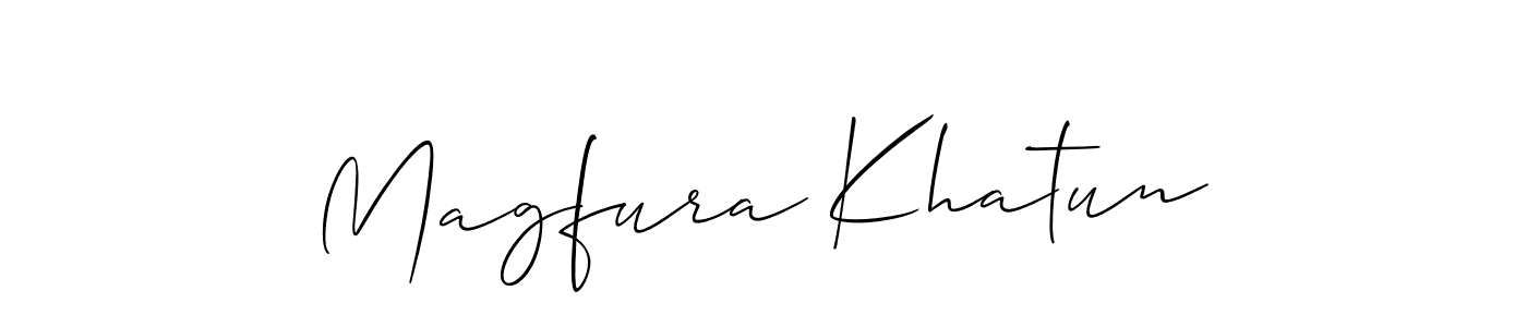 Use a signature maker to create a handwritten signature online. With this signature software, you can design (Allison_Script) your own signature for name Magfura Khatun. Magfura Khatun signature style 2 images and pictures png