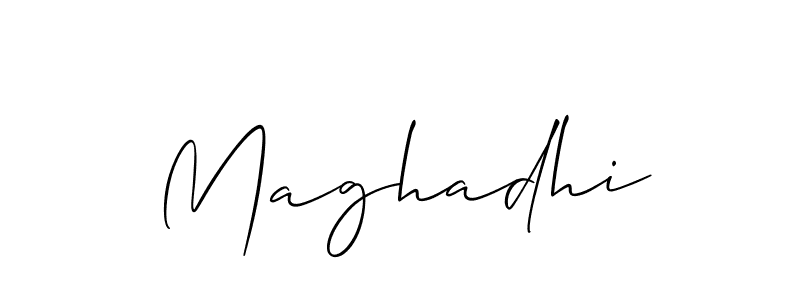 How to make Maghadhi signature? Allison_Script is a professional autograph style. Create handwritten signature for Maghadhi name. Maghadhi signature style 2 images and pictures png