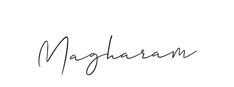 Create a beautiful signature design for name Magharam. With this signature (Allison_Script) fonts, you can make a handwritten signature for free. Magharam signature style 2 images and pictures png