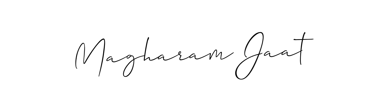 The best way (Allison_Script) to make a short signature is to pick only two or three words in your name. The name Magharam Jaat include a total of six letters. For converting this name. Magharam Jaat signature style 2 images and pictures png