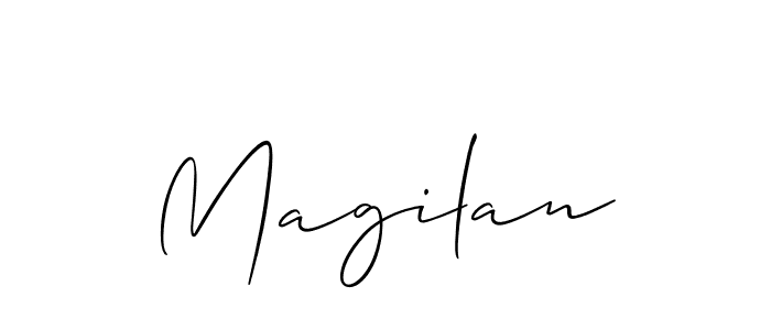 You should practise on your own different ways (Allison_Script) to write your name (Magilan) in signature. don't let someone else do it for you. Magilan signature style 2 images and pictures png