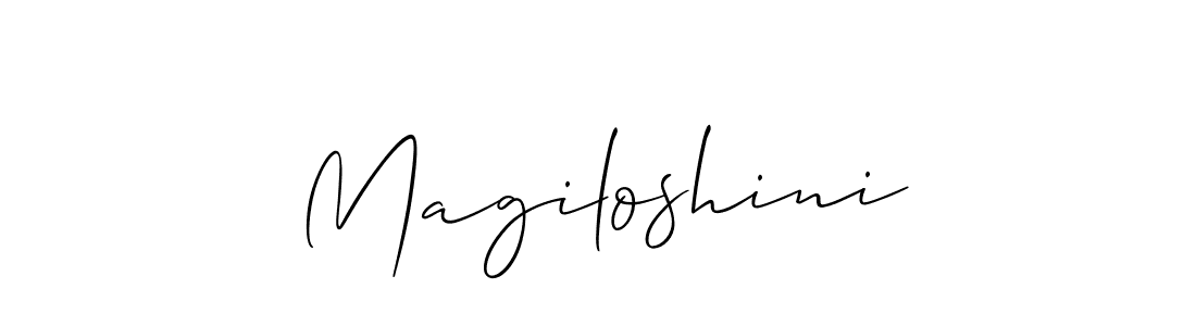 Make a beautiful signature design for name Magiloshini. With this signature (Allison_Script) style, you can create a handwritten signature for free. Magiloshini signature style 2 images and pictures png