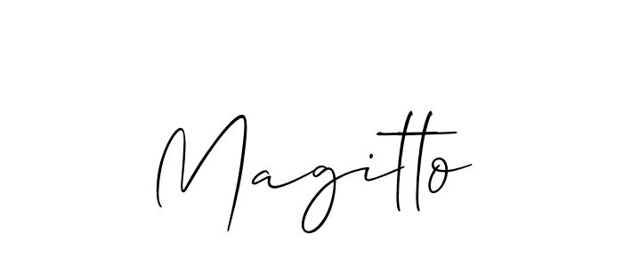 The best way (Allison_Script) to make a short signature is to pick only two or three words in your name. The name Magitto include a total of six letters. For converting this name. Magitto signature style 2 images and pictures png