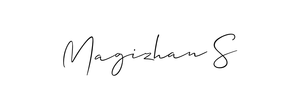 Create a beautiful signature design for name Magizhan S. With this signature (Allison_Script) fonts, you can make a handwritten signature for free. Magizhan S signature style 2 images and pictures png