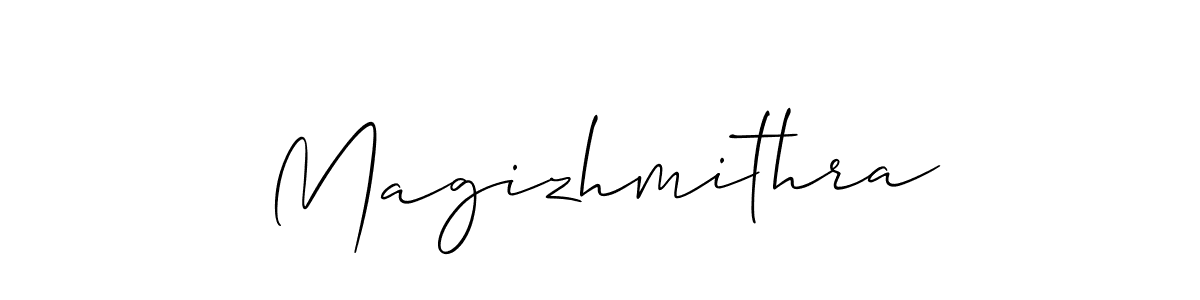 You should practise on your own different ways (Allison_Script) to write your name (Magizhmithra) in signature. don't let someone else do it for you. Magizhmithra signature style 2 images and pictures png