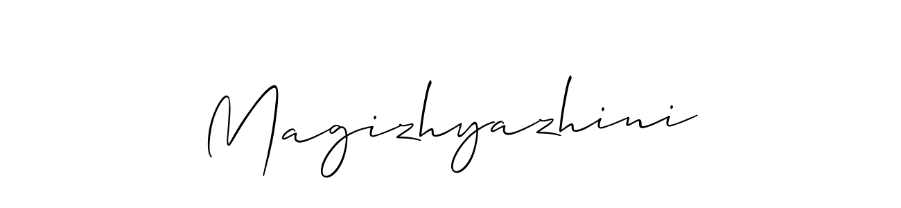 Design your own signature with our free online signature maker. With this signature software, you can create a handwritten (Allison_Script) signature for name Magizhyazhini. Magizhyazhini signature style 2 images and pictures png