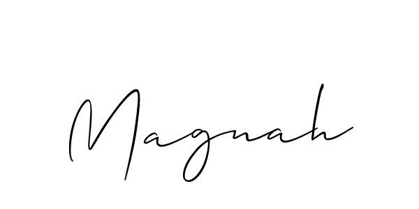 Make a beautiful signature design for name Magnah. With this signature (Allison_Script) style, you can create a handwritten signature for free. Magnah signature style 2 images and pictures png