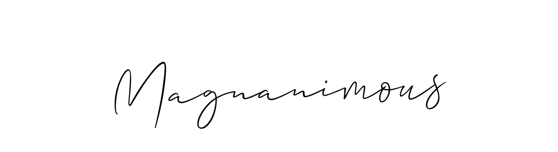 Make a beautiful signature design for name Magnanimous. With this signature (Allison_Script) style, you can create a handwritten signature for free. Magnanimous signature style 2 images and pictures png