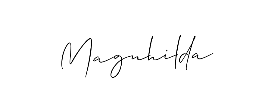 Also You can easily find your signature by using the search form. We will create Magnhilda name handwritten signature images for you free of cost using Allison_Script sign style. Magnhilda signature style 2 images and pictures png