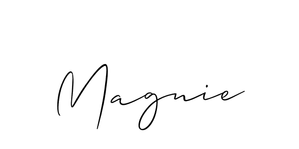 Design your own signature with our free online signature maker. With this signature software, you can create a handwritten (Allison_Script) signature for name Magnie. Magnie signature style 2 images and pictures png