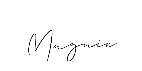 Design your own signature with our free online signature maker. With this signature software, you can create a handwritten (Allison_Script) signature for name Magnie. Magnie signature style 2 images and pictures png