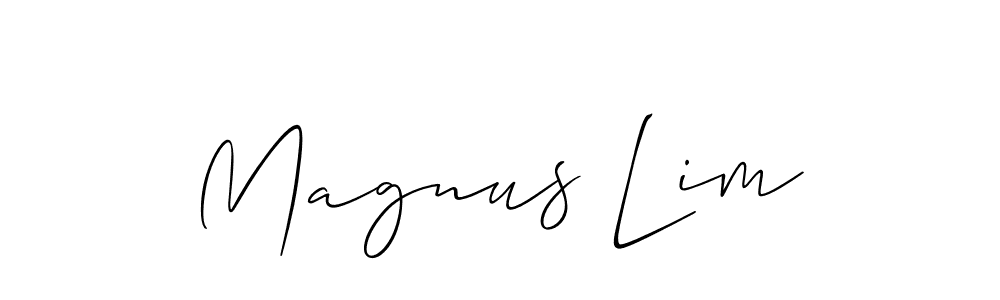 Create a beautiful signature design for name Magnus Lim. With this signature (Allison_Script) fonts, you can make a handwritten signature for free. Magnus Lim signature style 2 images and pictures png