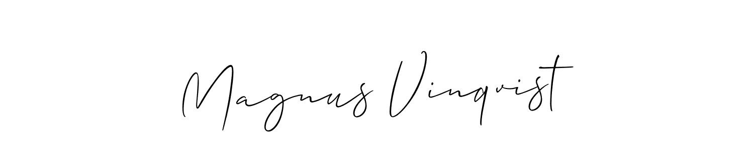 This is the best signature style for the Magnus Vinqvist name. Also you like these signature font (Allison_Script). Mix name signature. Magnus Vinqvist signature style 2 images and pictures png