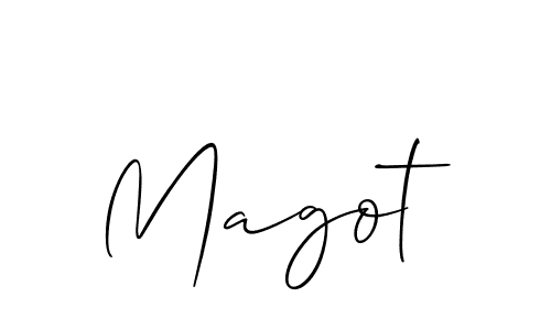 Design your own signature with our free online signature maker. With this signature software, you can create a handwritten (Allison_Script) signature for name Magot. Magot signature style 2 images and pictures png