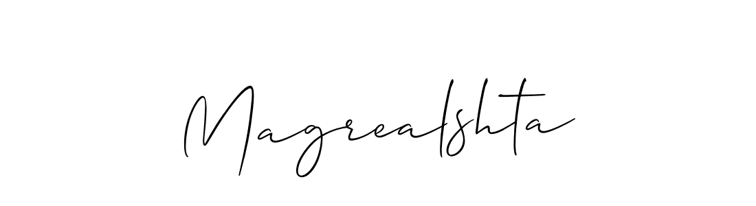 Make a beautiful signature design for name Magrealshta. With this signature (Allison_Script) style, you can create a handwritten signature for free. Magrealshta signature style 2 images and pictures png