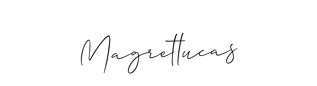 Make a beautiful signature design for name Magretlucas. With this signature (Allison_Script) style, you can create a handwritten signature for free. Magretlucas signature style 2 images and pictures png