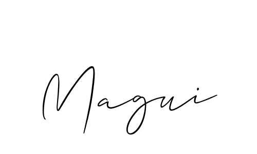 Use a signature maker to create a handwritten signature online. With this signature software, you can design (Allison_Script) your own signature for name Magui. Magui signature style 2 images and pictures png