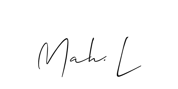 How to make Mah. L name signature. Use Allison_Script style for creating short signs online. This is the latest handwritten sign. Mah. L signature style 2 images and pictures png