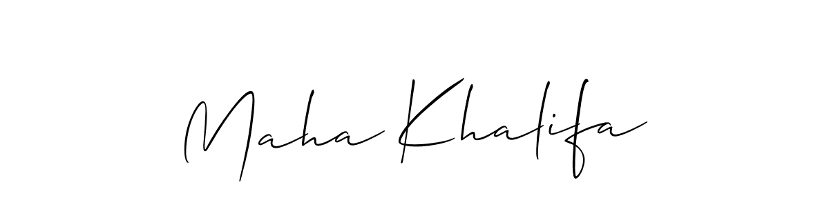 Create a beautiful signature design for name Maha Khalifa. With this signature (Allison_Script) fonts, you can make a handwritten signature for free. Maha Khalifa signature style 2 images and pictures png