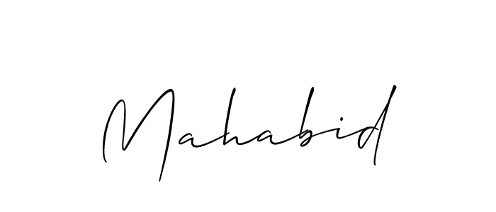 The best way (Allison_Script) to make a short signature is to pick only two or three words in your name. The name Mahabid include a total of six letters. For converting this name. Mahabid signature style 2 images and pictures png