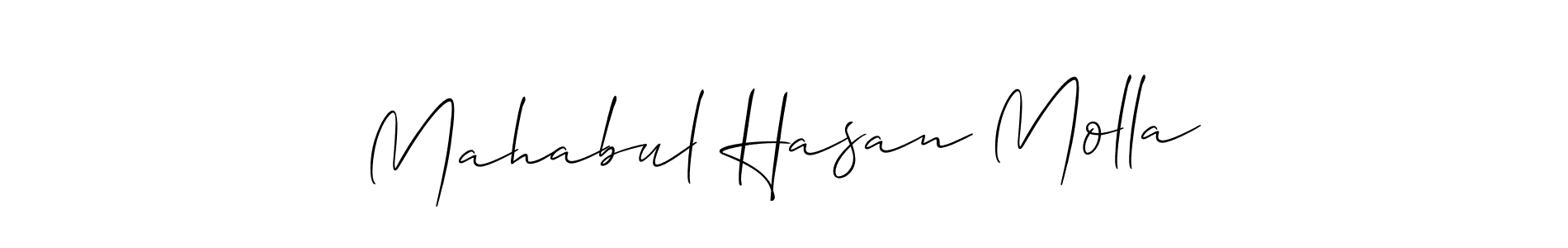 The best way (Allison_Script) to make a short signature is to pick only two or three words in your name. The name Mahabul Hasan Molla include a total of six letters. For converting this name. Mahabul Hasan Molla signature style 2 images and pictures png