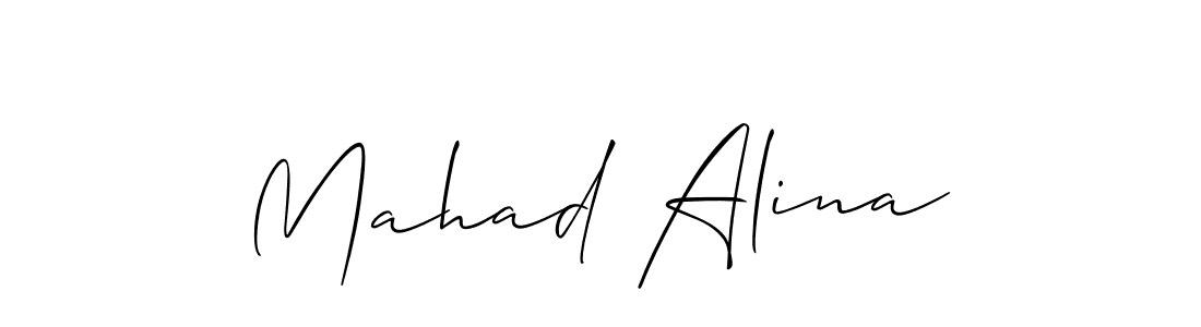 The best way (Allison_Script) to make a short signature is to pick only two or three words in your name. The name Mahad Alina include a total of six letters. For converting this name. Mahad Alina signature style 2 images and pictures png