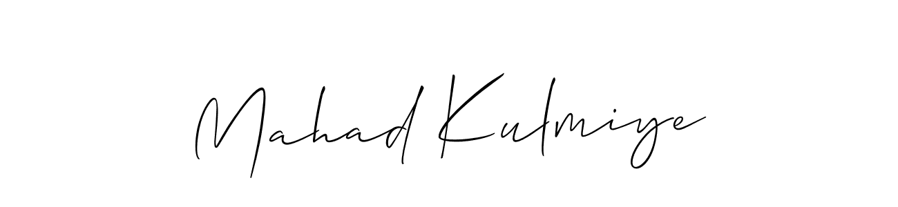 Also we have Mahad Kulmiye name is the best signature style. Create professional handwritten signature collection using Allison_Script autograph style. Mahad Kulmiye signature style 2 images and pictures png