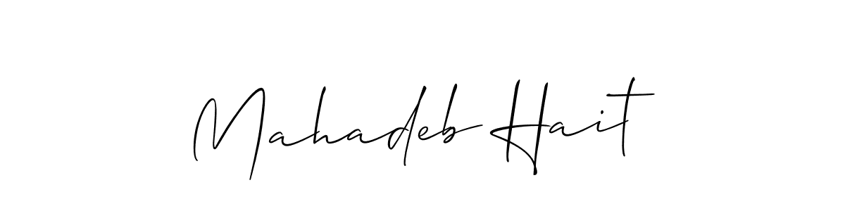 Allison_Script is a professional signature style that is perfect for those who want to add a touch of class to their signature. It is also a great choice for those who want to make their signature more unique. Get Mahadeb Hait name to fancy signature for free. Mahadeb Hait signature style 2 images and pictures png