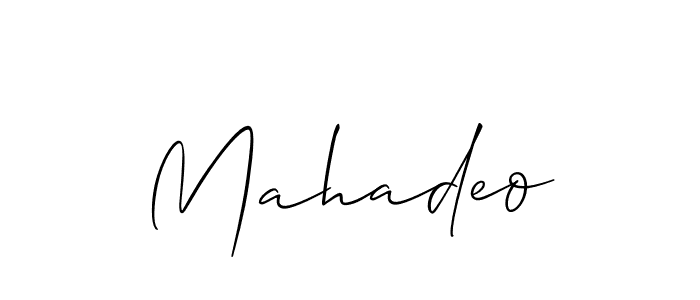 Use a signature maker to create a handwritten signature online. With this signature software, you can design (Allison_Script) your own signature for name Mahadeo. Mahadeo signature style 2 images and pictures png